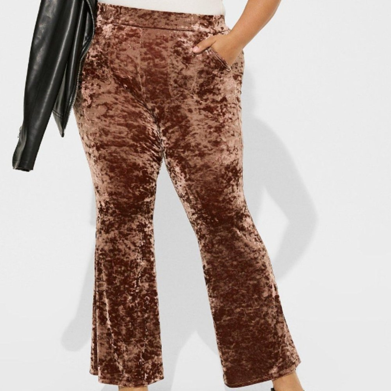 Torrid Full Length Crushed Velvet Pocket Flare, Nwt